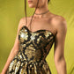 🖤 ​​Y2K Gold und Schwarz Fashion Jacquard Brokat bedruckt Mini Kurzes Homecoming-Kleid Cocktailkleid Partykleid gh4610