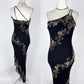 Robe de soirée longue en mousseline de soie et tulle, élégante, style vintage, élégante, délicate, argentée, avec perles florales, ourlet asymétrique, gh3721