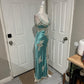 Mint Green Applique Lace Long Satin Prom Gown Evening Gown Graduation Dress gh4565