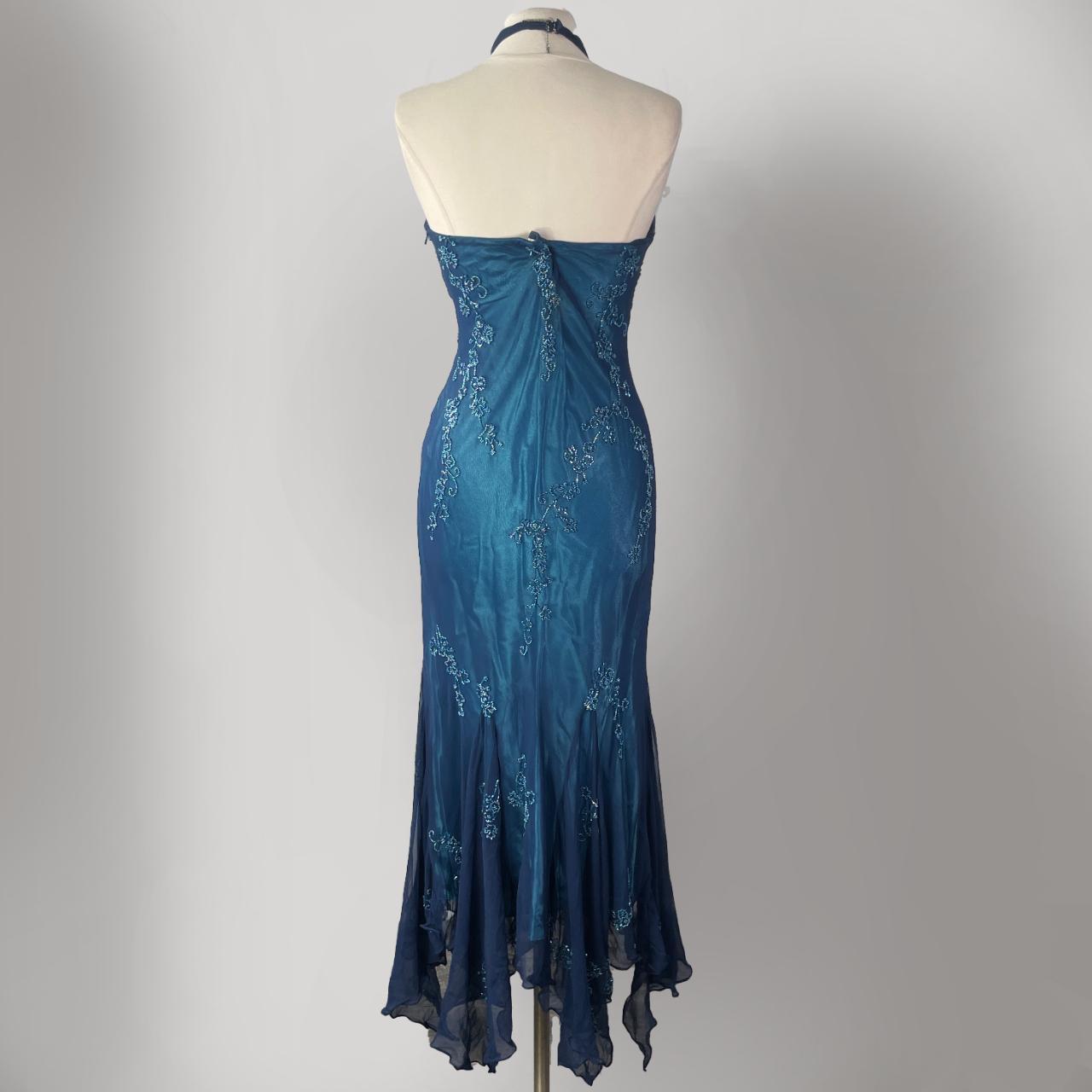 Dunkelblaues Meerjungfrau-Kleid mit Perlen, lang, Chiffon, formelles Abschlussball-Abendkleid, Hochzeitsgast-Partykleid, griechisches Neckholder-Kleid, gh3617b