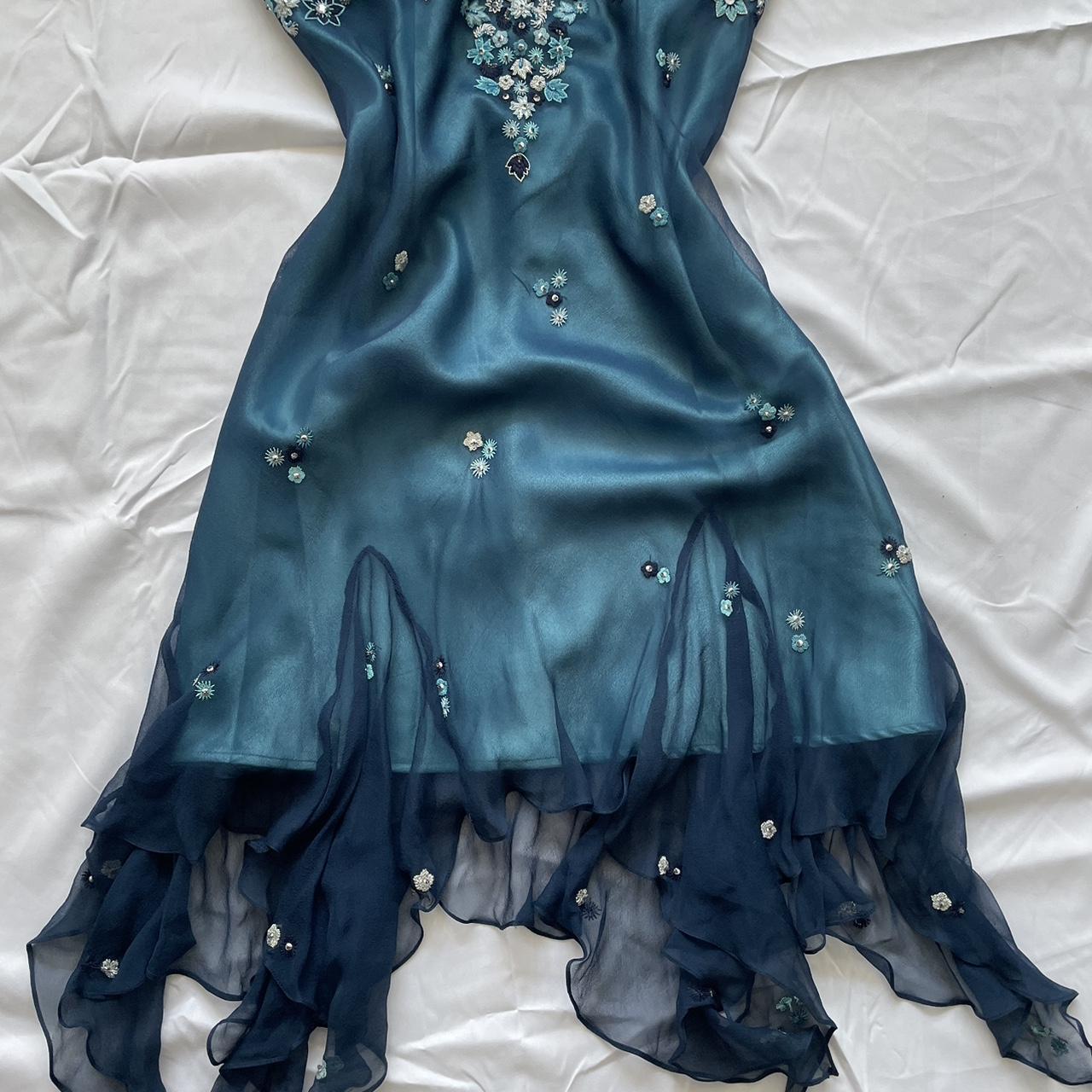 Girlhomeshops-Blue floral beaded short halter chiffon homecoming dress birthday party dress gh5263