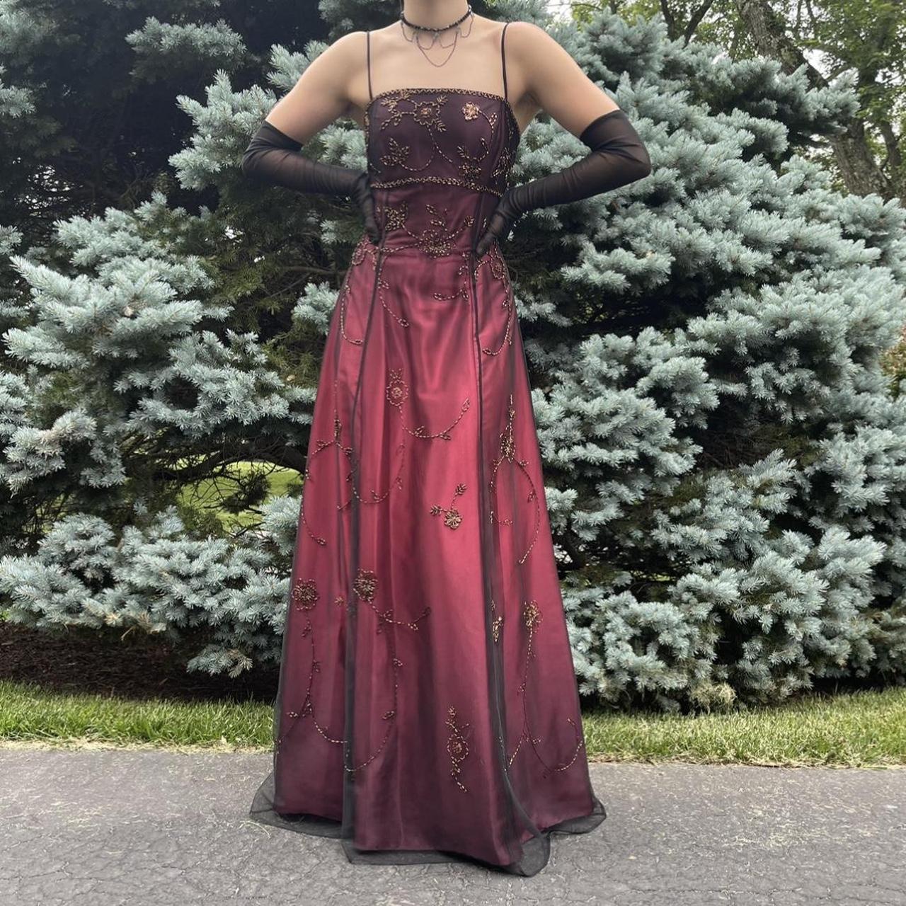 Burgunderrotes, zartes, perlenbesetztes, langes Tüll-Ballkleid, elegantes Abendkleid, formelles Geburtstagspartykleid, Abschlussballkleid gh3615