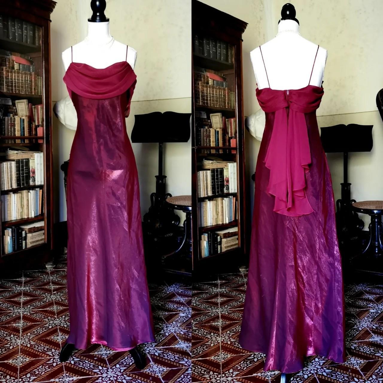 Girlhomeshops--Burgundy retro long satin fairy dress prom dress gh5543