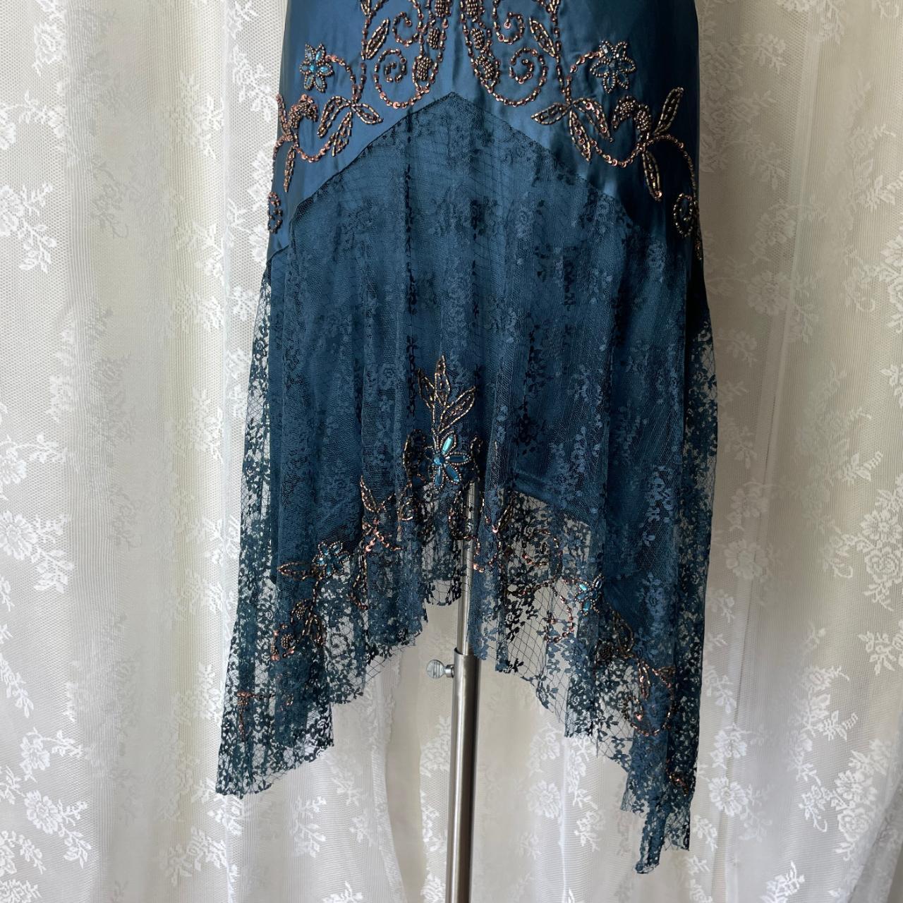 Dunkelblaues, ätherisches Meerjungfrauen-Abendkleid im Gothic-Stil mit hübschem Blumenmuster, Pailletten und Perlenbesatz, Midi-/Kurzformat, Homecoming-Kleid, Date-Kleid, Partykleid gh4617