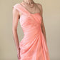 Y2K Peach Pink One Shoulder Dress Ruffled Layered Detail Y2K Coral Pink Prom Homecoming Dress gh4596