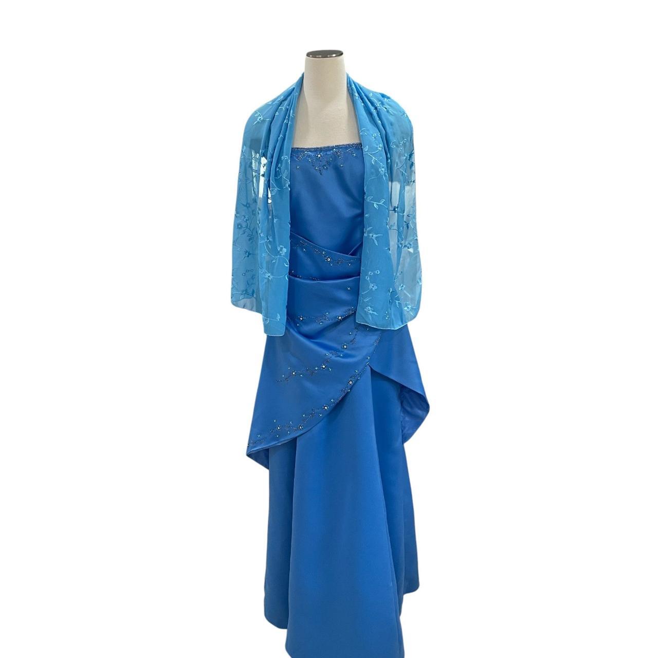 Robe de soirée longue en satin à fleurs, robe de soirée vintage glamour, perles bleues, gh4351