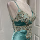 Mint Green Applique Lace Long Satin Prom Gown Evening Gown Graduation Dress gh4565