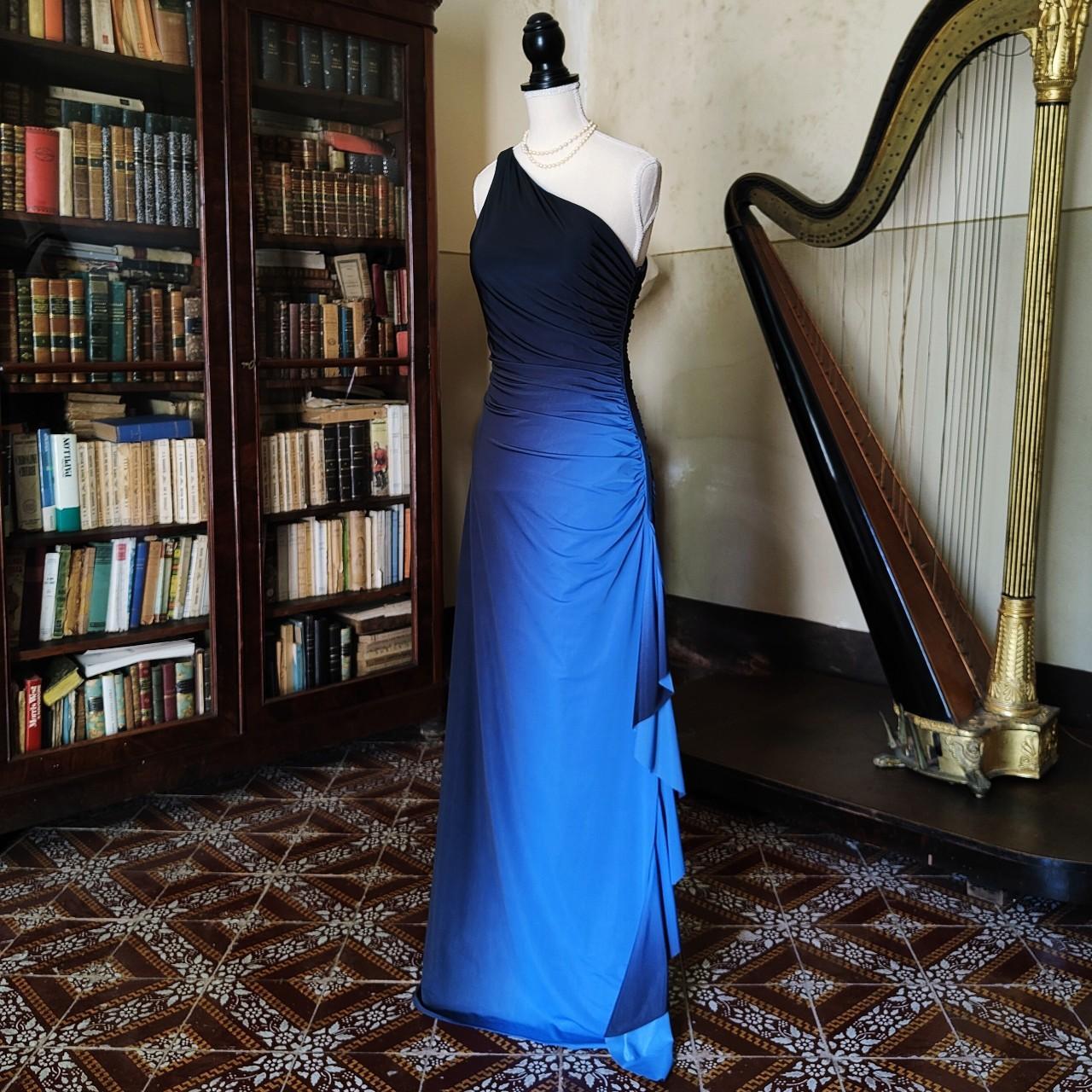 Girlhomeshops--Blue and black fashion one shoulder retro long chiffon fairy dress prom dress gh5544