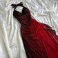 Robe de soirée élégante bordeaux brillante à bretelles en tulle longue robe de bal robe de fête d'anniversaire gh3900