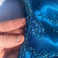 Robe de soirée longue en satin et tulle, style vintage, bleu délicat, motif floral, perles, ombré, bretelles spaghetti, col carré, robe de bal, robe de fête d'anniversaire, gh3957
