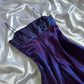 🔮✨Robe de soirée longue en satin irisé violet foncé et bleu brillant scintillant superbe unique élégant délicat floral robe de bal robe de soirée robe de fête d'anniversaire robe de bal gh3917