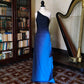 Robe de soirée longue en mousseline de soie à une épaule, élégante, dégradé de mode rétro bleu, robe de soirée, robe de soirée gh3530