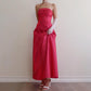 Robe de soirée longue en satin rose foncé arc-en-ciel, style vintage, avec perles, style princesse, fantaisie, style trompette, gh4349