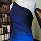 Robe de soirée longue en mousseline de soie à une épaule, élégante, dégradé de mode rétro bleu, robe de soirée, robe de soirée gh3530