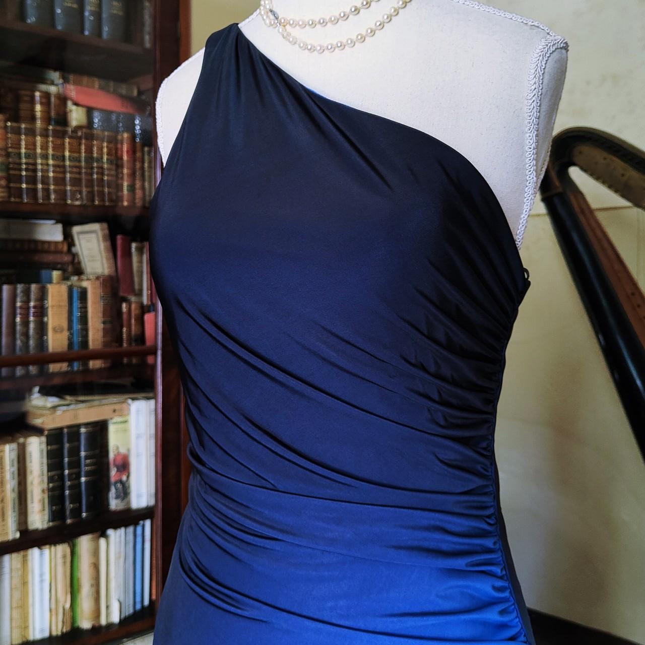 Robe de soirée longue en mousseline de soie à une épaule, élégante, dégradé de mode rétro bleu, robe de soirée, robe de soirée gh3530