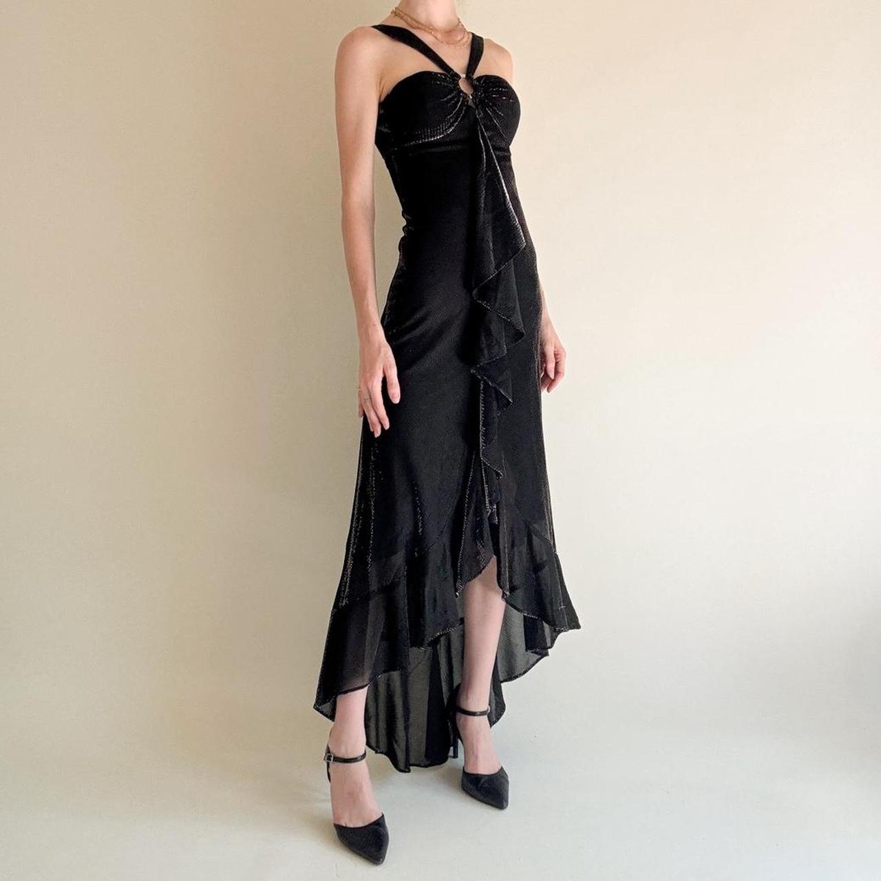 Girlhomeshops - Robe de bal longue noire en mousseline à volants, robe de remise de diplôme gh5646