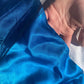 Robe de soirée longue en satin et tulle, style vintage, bleu délicat, motif floral, perles, ombré, bretelles spaghetti, col carré, robe de bal, robe de fête d'anniversaire, gh3957