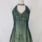 Robe de soirée longue en mousseline de soie et tulle, style empire, vert, vintage, ombré, florale, perles, col licou, gh3606