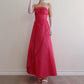 Robe de soirée longue en satin rose foncé arc-en-ciel, style vintage, avec perles, style princesse, fantaisie, style trompette, gh4349