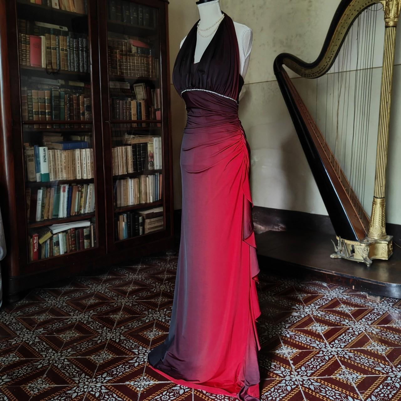Girlhomeshops--Burgundy black gradient retro fashion long chiffon fairy dress prom dress gh5545