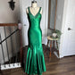 Green Shiny Vintage Fashion Sexy V-neck Rhinestone Bodycon Long Satin Backless Formal Prom Dress Evening Dress Party Dress gh3688