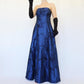 Robe de soirée longue en velours bleu marine, style vintage floral, style trompette, gh4350