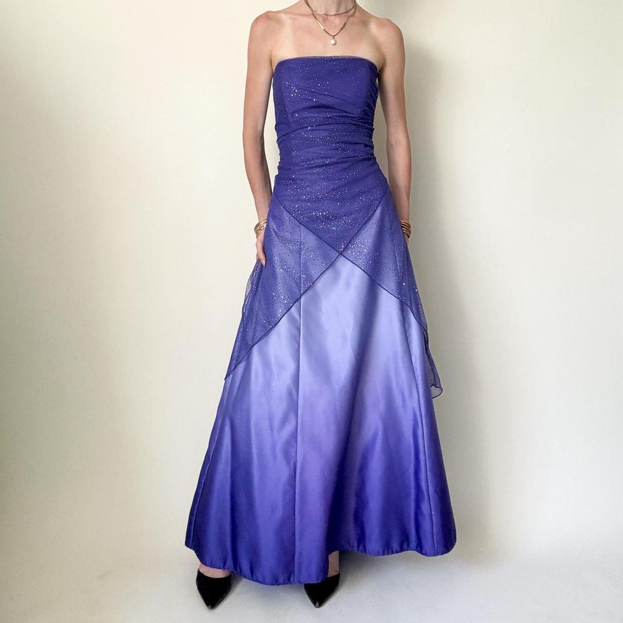 Girlhomeshops - Robe de bal longue et brillante violette, dégradé de couleurs, longueur au sol, gh5514