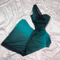 Robe de soirée longue en mousseline de soie, asymétrique, à paillettes bleu sarcelle, dégradé de couleurs, élégante et douce, robe de bal, robe de soirée, robe de bal, robe de fée, robe gothique, gh4180