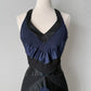 Dark Navy and Black Jumpsuit Fairy Halter Back Lace Up Women's Short/Midi satin Homecoming Dress, Evening Gown, Party Dress gh4122