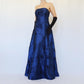 Robe de soirée longue en velours bleu marine, style vintage floral, style trompette, gh4350