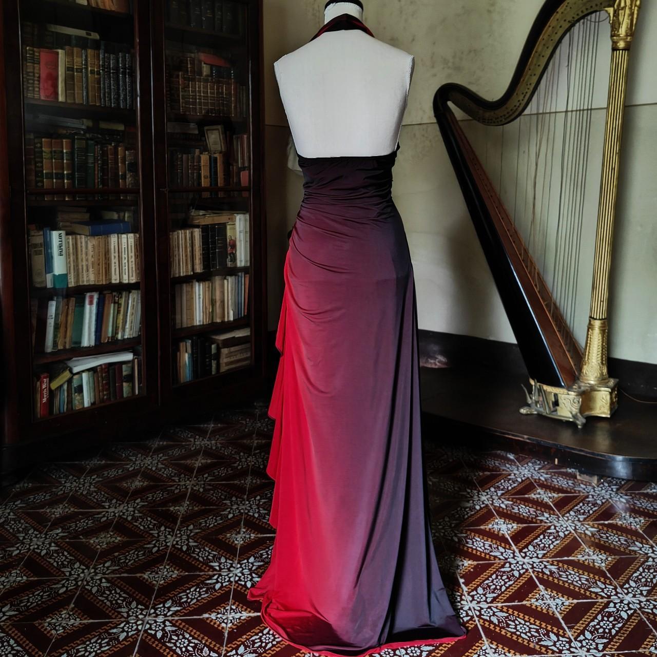 Girlhomeshops--Burgundy black gradient retro fashion long chiffon fairy dress prom dress gh5545