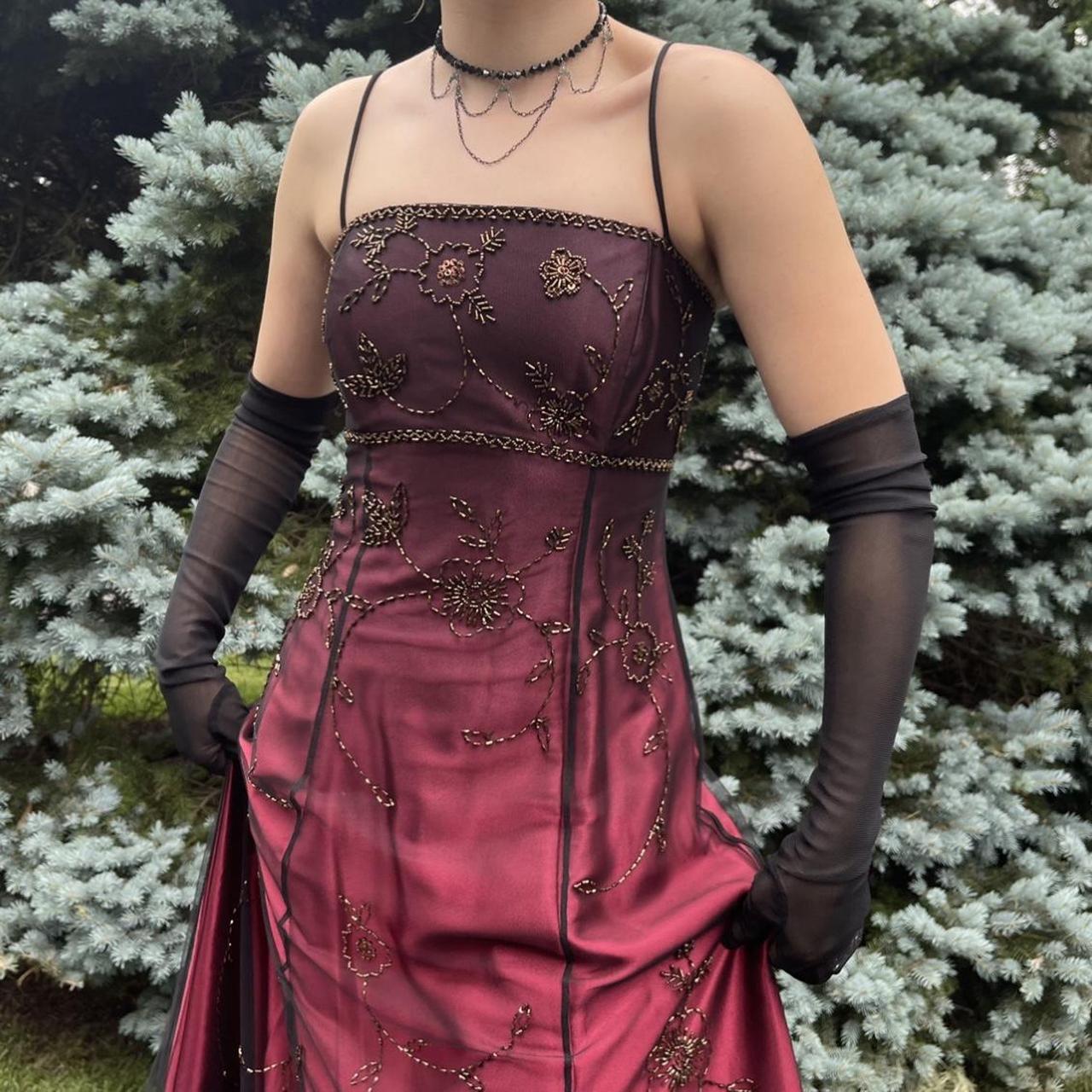 Burgunderrotes, zartes, perlenbesetztes, langes Tüll-Ballkleid, elegantes Abendkleid, formelles Geburtstagspartykleid, Abschlussballkleid gh3615
