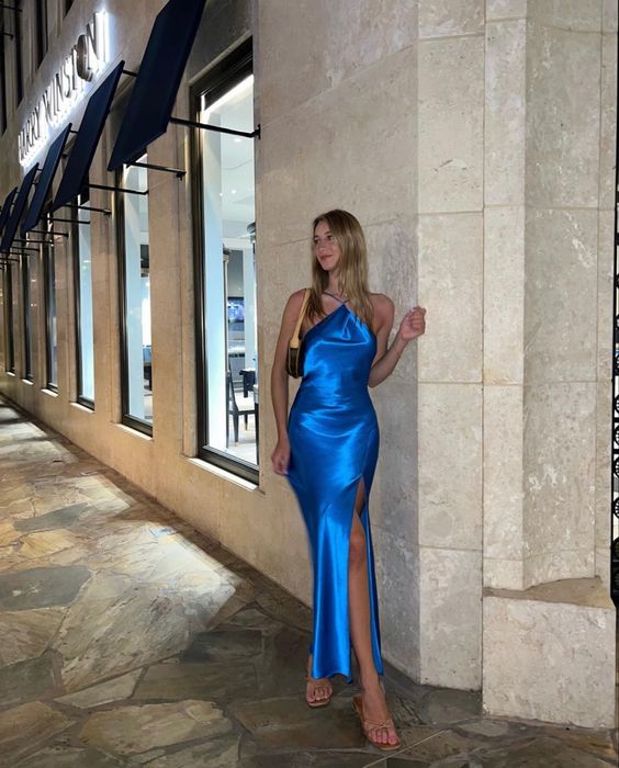 Blue Sexy Mermaid Strapless Slit Long Ball Gown Evening Dress gh3050