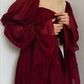 girlhomeshops-Burgundy long sleeve formal dress retro burgundy elegant square neck chiffon long ball gown 21st birthday outfit evening dress gh5749