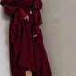 girlhomeshops-Burgundy long sleeve formal dress retro burgundy elegant square neck chiffon long ball gown 21st birthday outfit evening dress gh5749