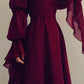 girlhomeshops-Burgundy long sleeve formal dress retro burgundy elegant square neck chiffon long ball gown 21st birthday outfit evening dress gh5749