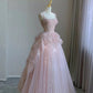 Rosa Exquisite Perlen Lange Tüll Ballkleid Abendkleid Partykleid gh4896
