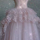 Rosa Exquisite Perlen Lange Tüll Ballkleid Abendkleid Partykleid gh4896
