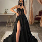 Black Shiny Sequin Applique Sexy A-Line Long Tulle Prom Gown Evening Dress Birthday Party Dress Costume gh3136