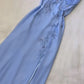 girlhomeshops – Blaue modische Hosenträger, exquisite Perlenbesatz, wunderschöner offener Rücken, Schlitz, Chiffon, Ballkleid, langes Abendkleid, gh5611
