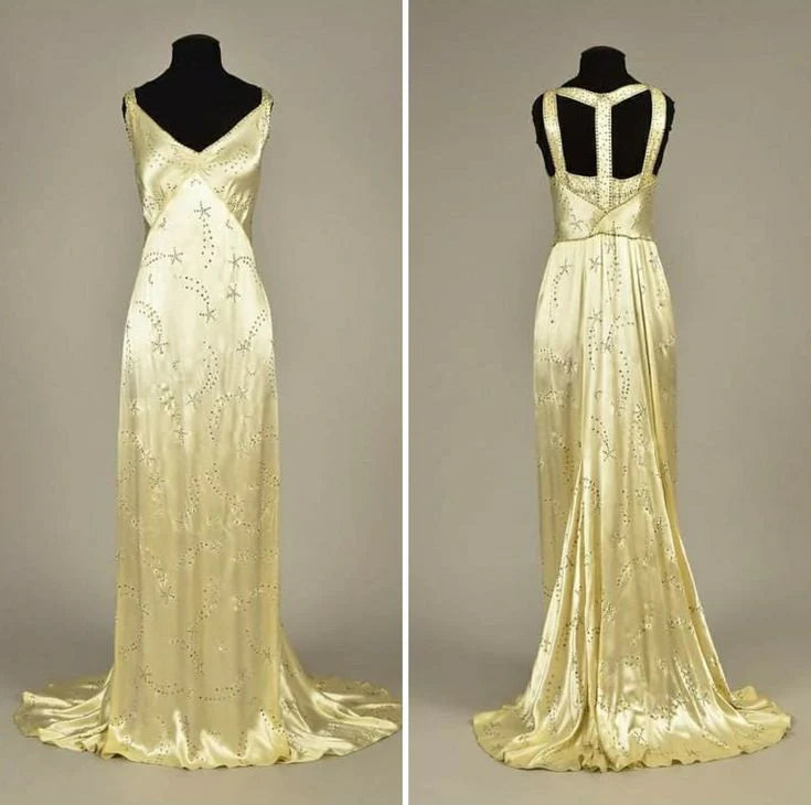 Gelb glänzend elegant Mode exquisite Perlen lange Satin bodenlangen Ballkleid Abendkleid Partykleid gh3586