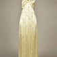 Gelb glänzend elegant Mode exquisite Perlen lange Satin bodenlangen Ballkleid Abendkleid Partykleid gh3586