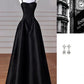 Robe de soirée longue en satin, élégante et simple, noire, rouge et bleu marine, coupe trapèze, robe de bal, gh3573