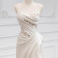 Girlhomeshops-White satin floral lace off-the-shoulder long floor-length wedding dress prom dress gh5393