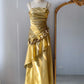 Robe de soirée longue en satin jaune, élégante, vintage, à la mode, gh4907