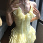 Robe de soirée courte en tulle à volants jaunes, robe d'anniversaire gh4912