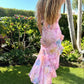 Robe longue de soirée en mousseline de soie, élégante et rêveuse, à bretelles spaghetti, rose, à volants superposés, robe de bal gh2905