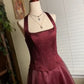 Burgunderrotes, elegantes, glänzendes, mit Perlen besetztes, langes Tüll-Ballkleid, Abendkleid, Partykleid gh3457