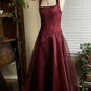 Burgunderrotes, elegantes, glänzendes, mit Perlen besetztes, langes Tüll-Ballkleid, Abendkleid, Partykleid gh3457