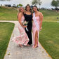 Pink Elegant Fashion Floral Long Slim Fit Ball Gown Evening Dress Party Dress Bridesmaid Dresses gh3316